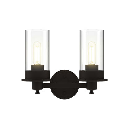 Enbrighten 2-Head Vanity Light with LED Vintage Bulbs, Matte Black