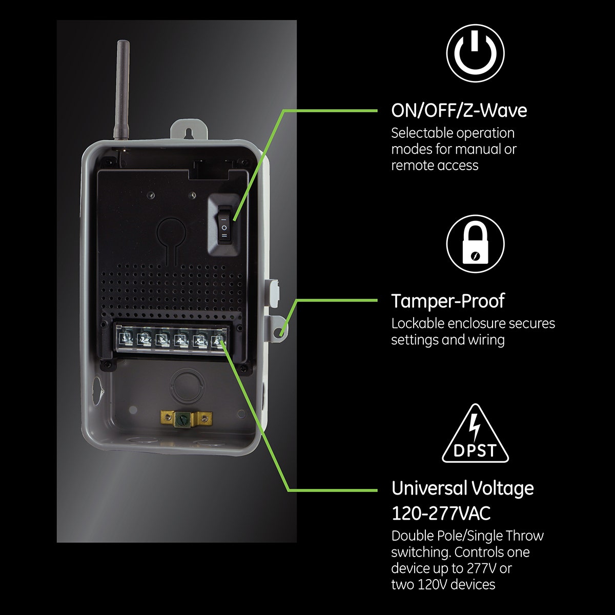 Enbrighten Z-Wave Direct-Wire Outdoor/Indoor Smart Switch, 40 Amp,  Gray