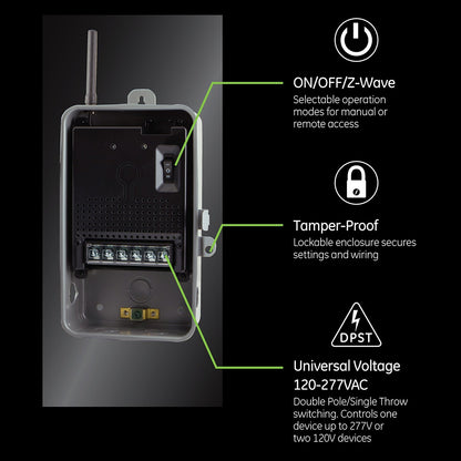Enbrighten Z-Wave Direct-Wire Outdoor/Indoor Smart Switch, 40 Amp,  Gray