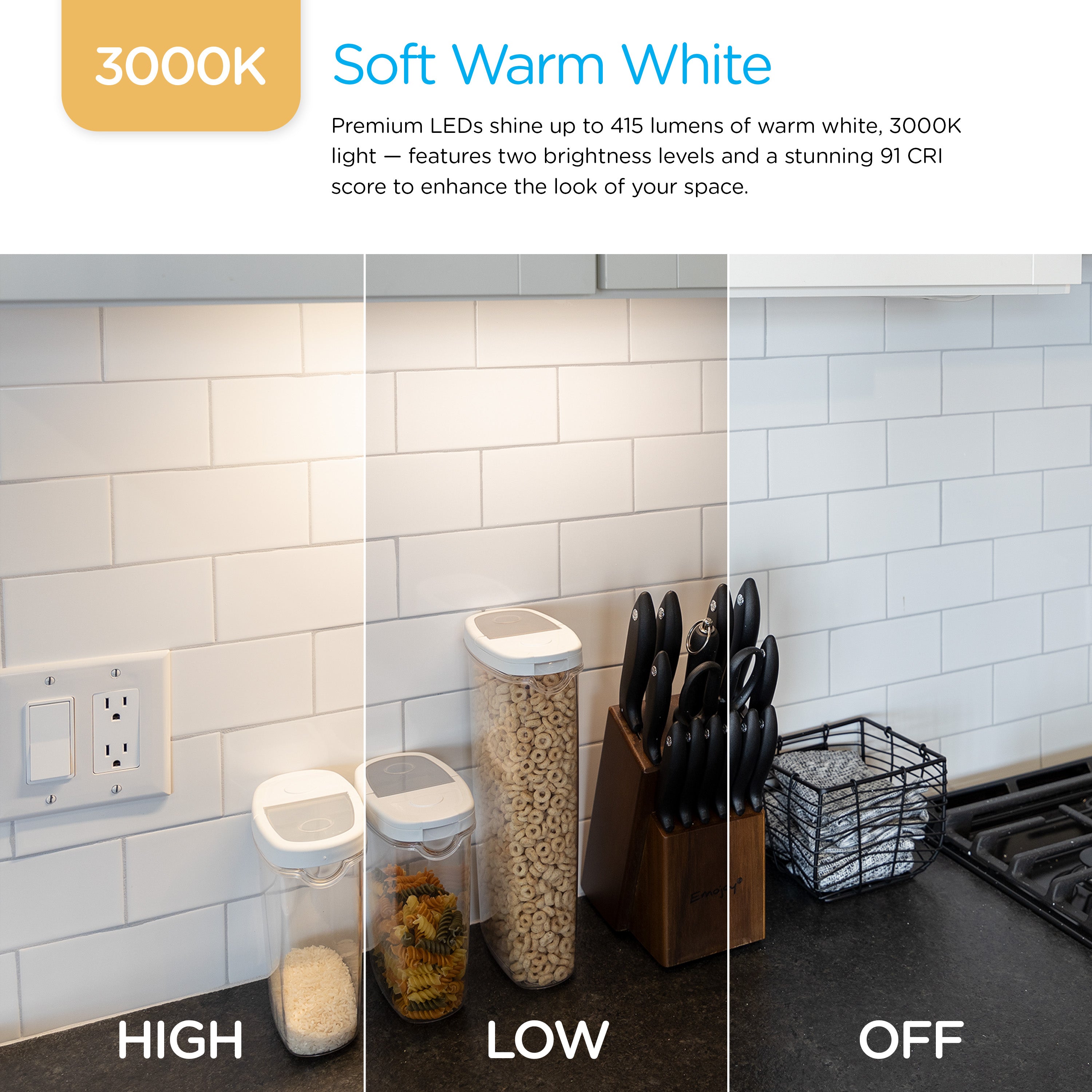 Enbrighten 12in. Plug-In LED Under Cabinet Light Fixture, White