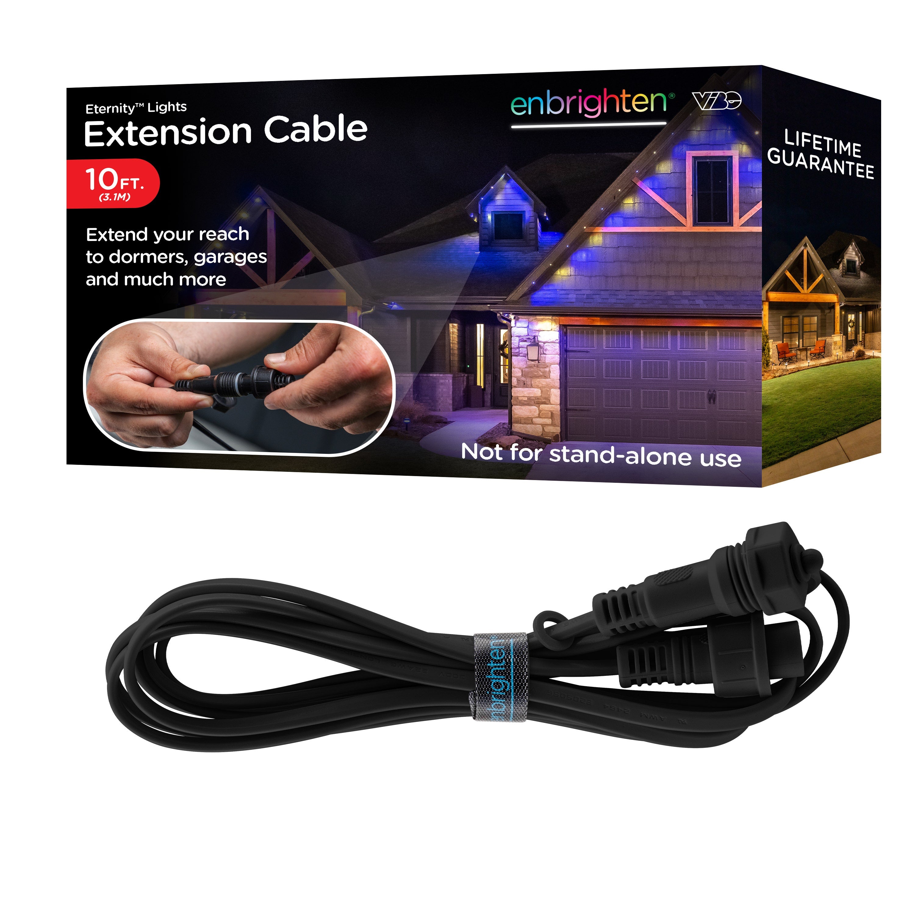 Enbrighten WiFi VIBE Eternity Eave Lights Extension Cable, 10ft. Black