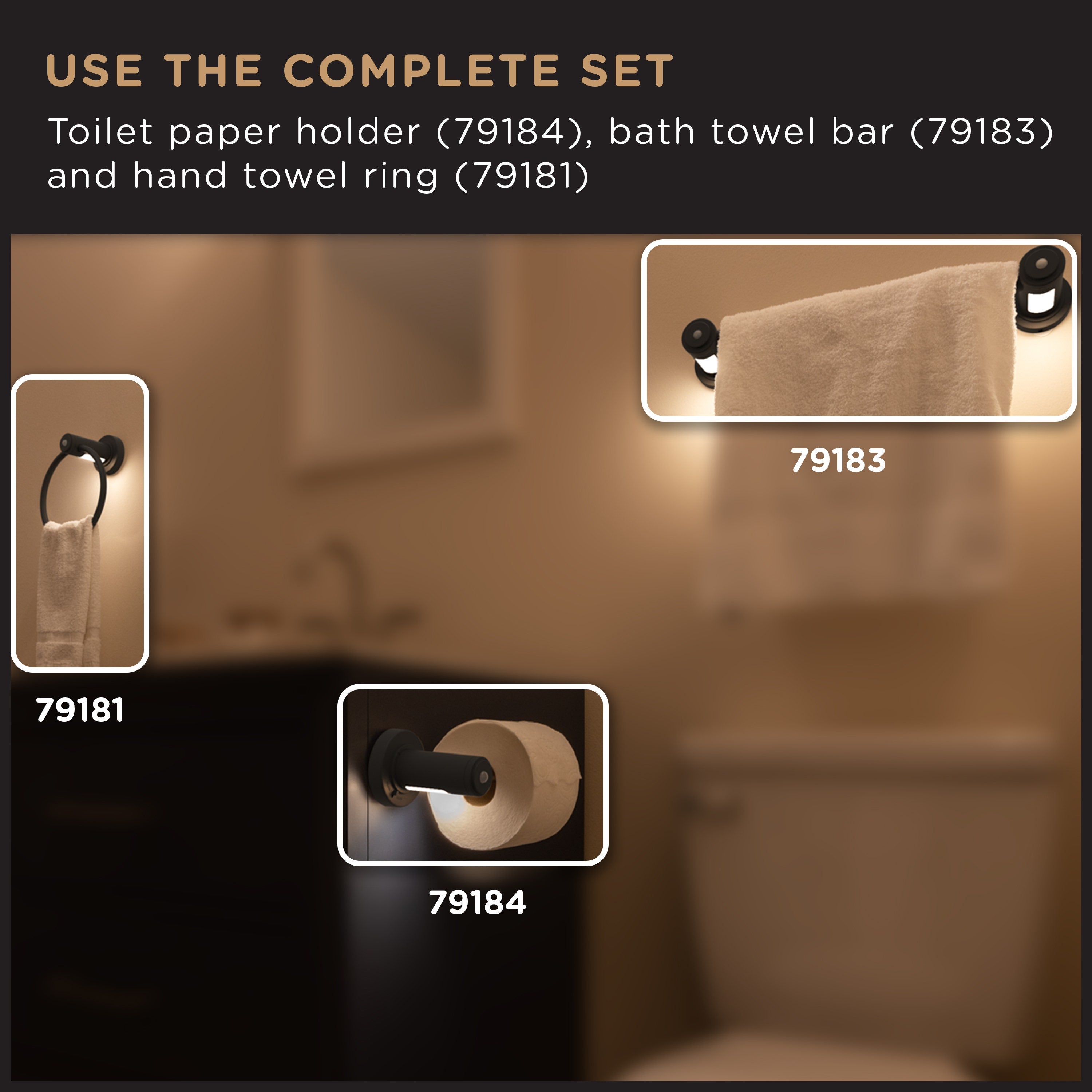 Enbrighten LED Motion Sensing Bathroom Lighting Bundle, Matte Black