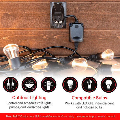Enbrighten Zigbee Plug-in Outdoor Smart Switch, Black