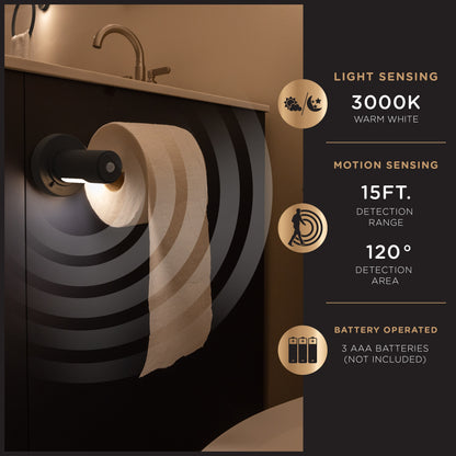 Enbrighten LED Motion Sensing Toilet Paper Holder Light, Matte Black