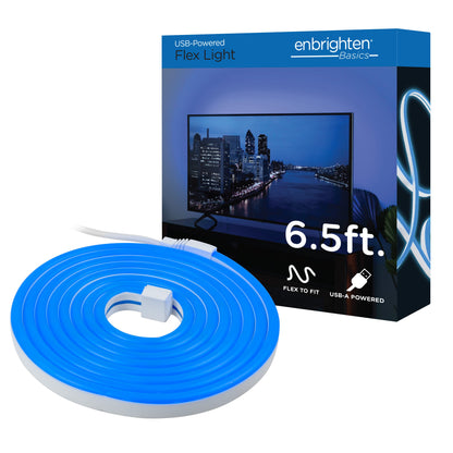 Enbrighten Basics Indoor USB-Powered Flex Light, 6.5ft., Blue