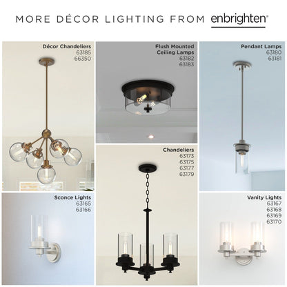Enbrighten 5-Head Chandelier With LED Vintage Bulbs, Black