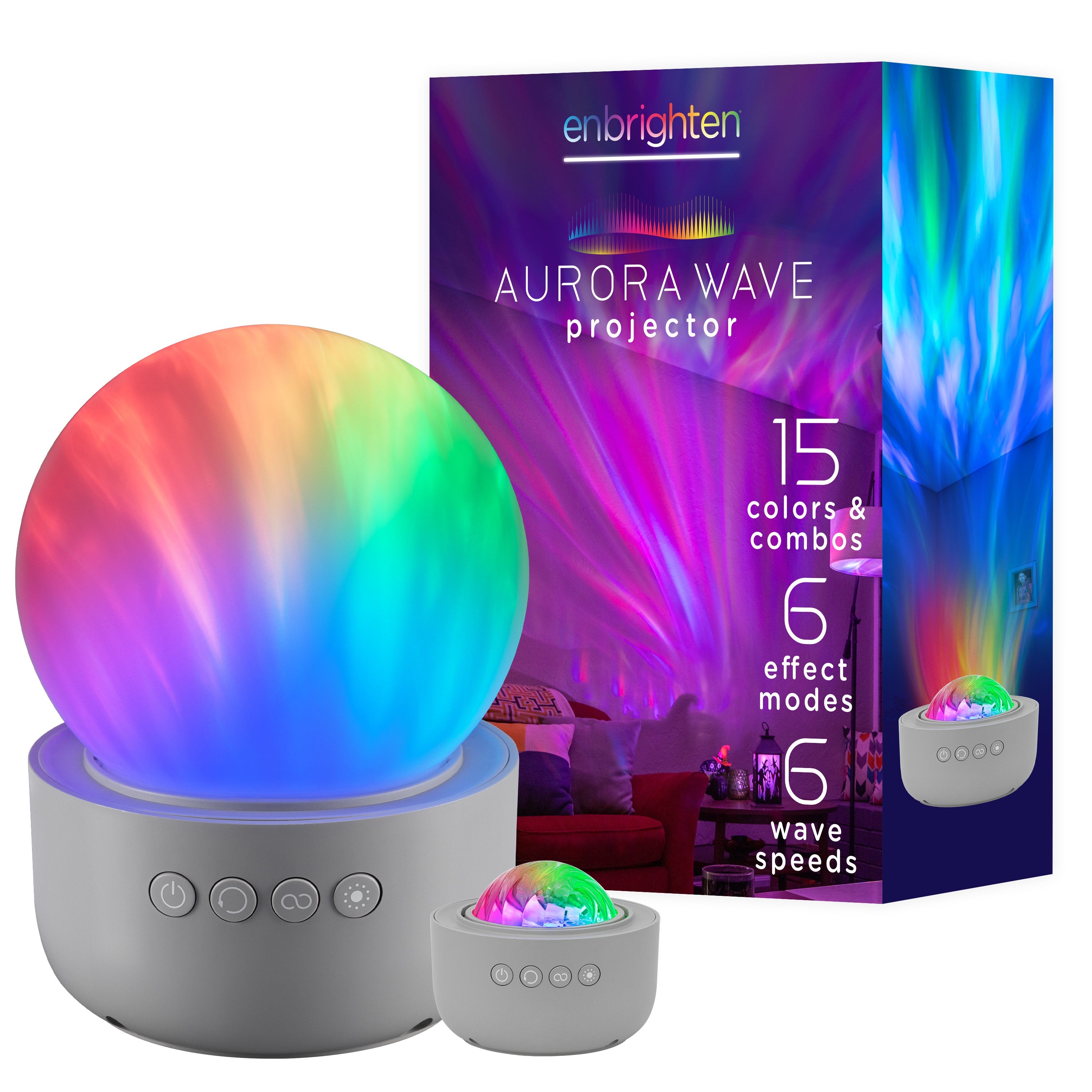 Enbrighten Aurora Galaxy Projector LED Tabletop Night Light with Globe Cover