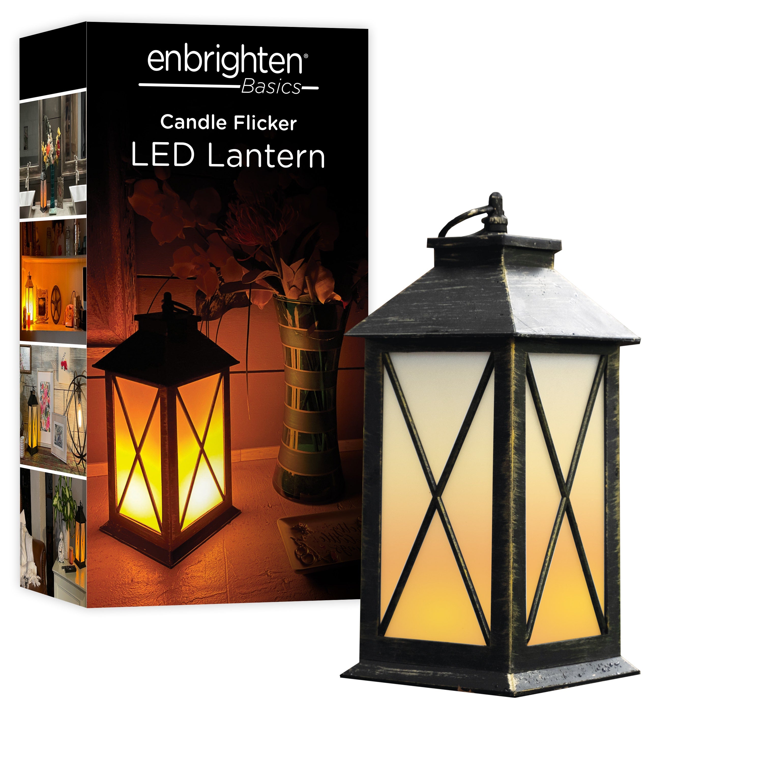 Enbrighten Candle Flicker LED Lantern. Black