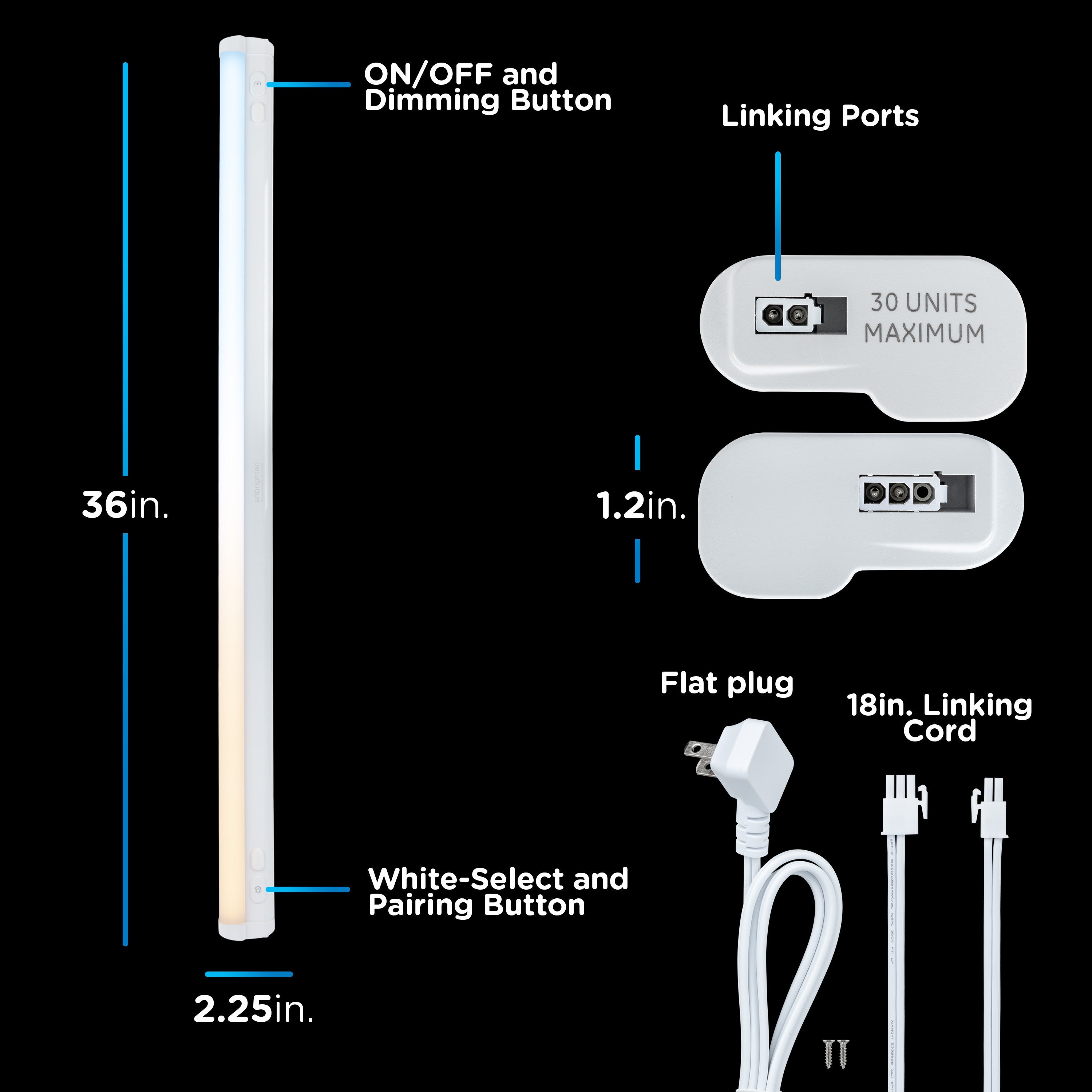 Enbrighten 36in. Plug-In Dimmable LED Light Bar, White