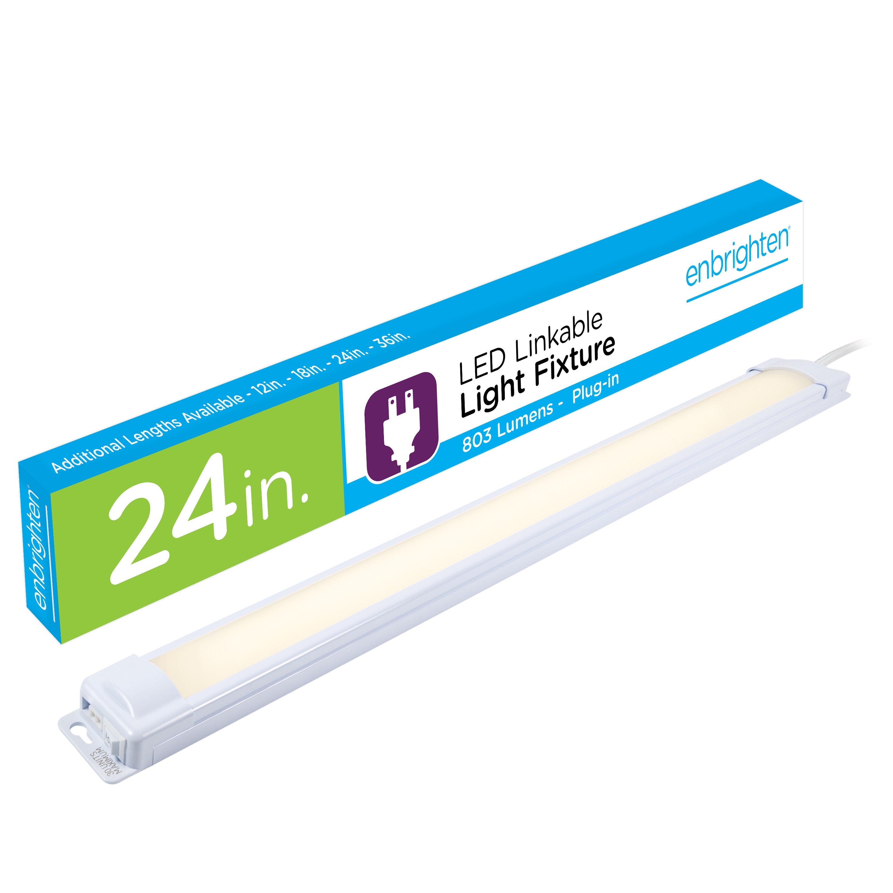 Enbrighten 24in. Plug-In LED Under Cabinet Light Fixture, White