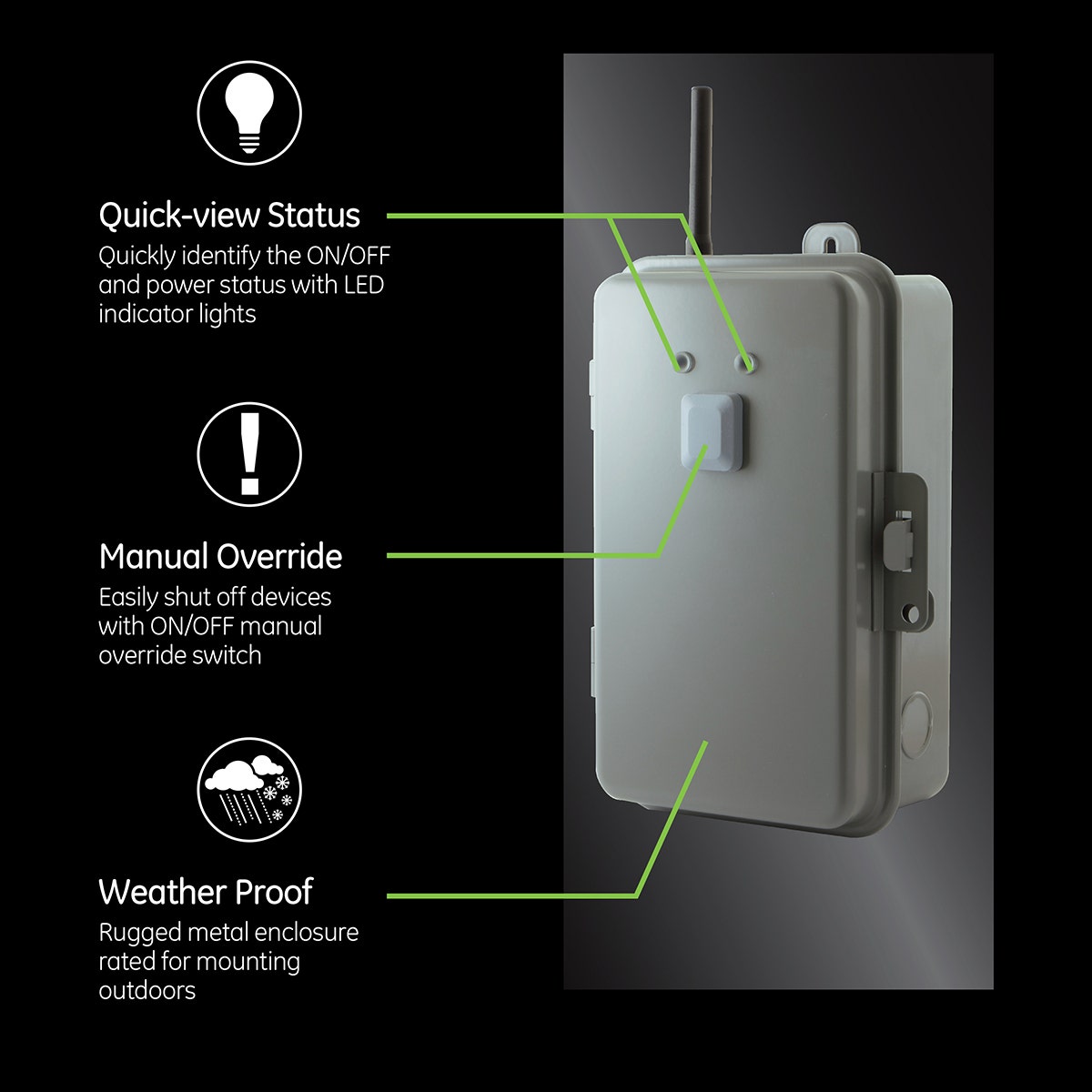 Enbrighten Z-Wave Direct-Wire Outdoor/Indoor Smart Switch, 40 Amp,  Gray