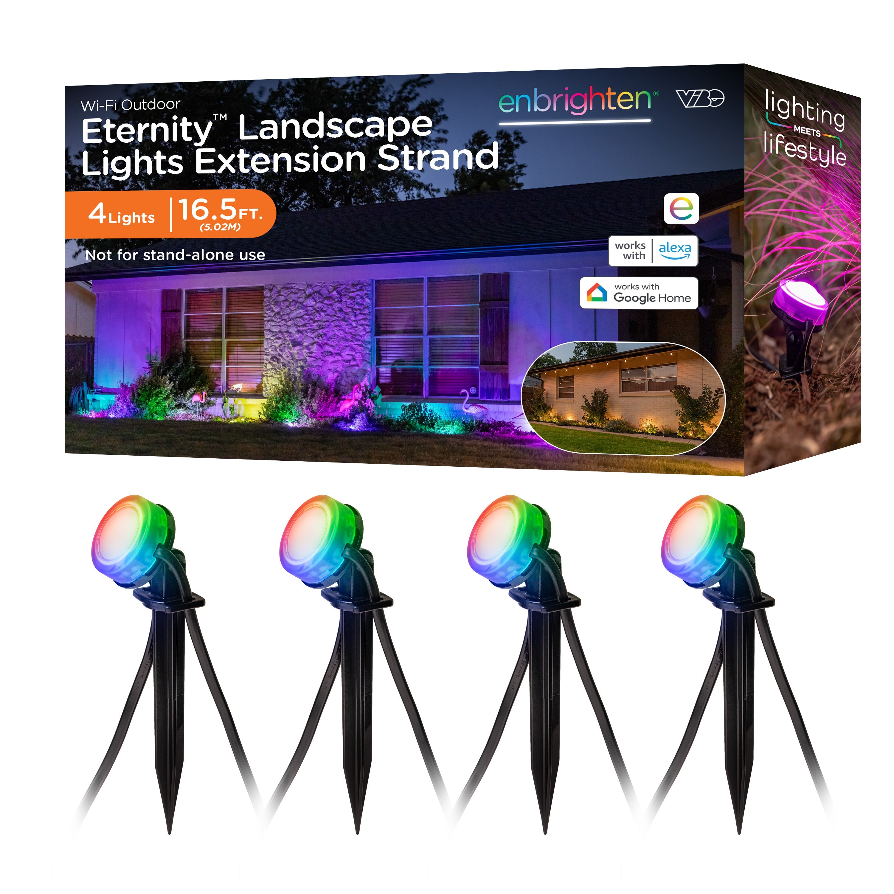 Enbrighten WiFi VIBE Eternity Landscape Lights Extension Light Strand, 16.5ft. Black