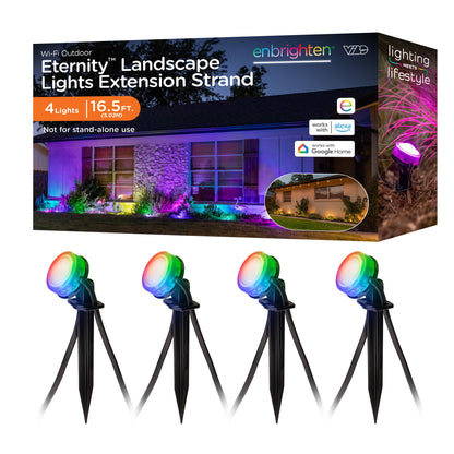Enbrighten WiFi VIBE Eternity Landscape Lights Extension Light Strand, 16.5ft. Black