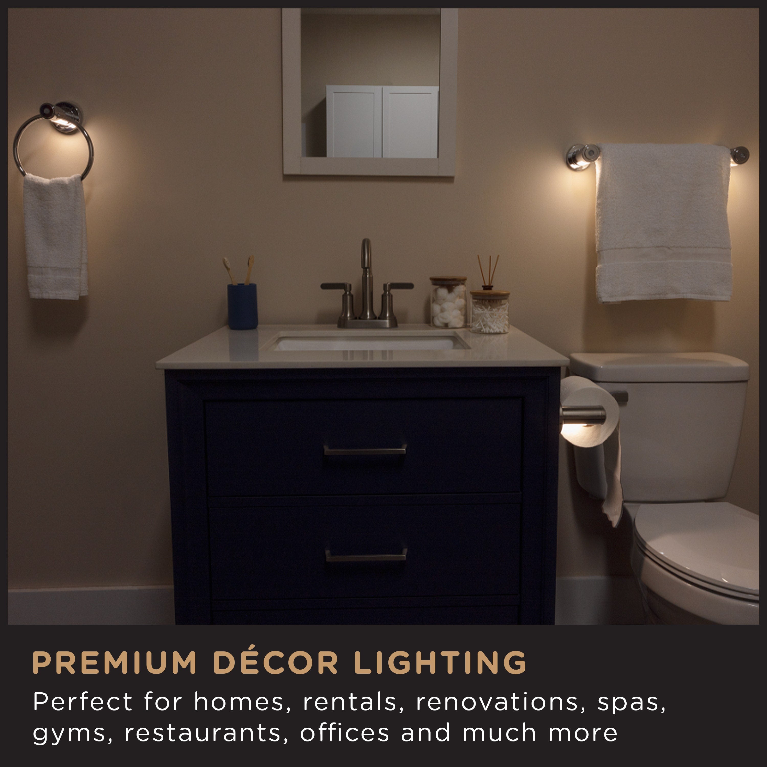 Enbrighten LED Motion Sensing Bathroom Lighting Bundle, Chrome
