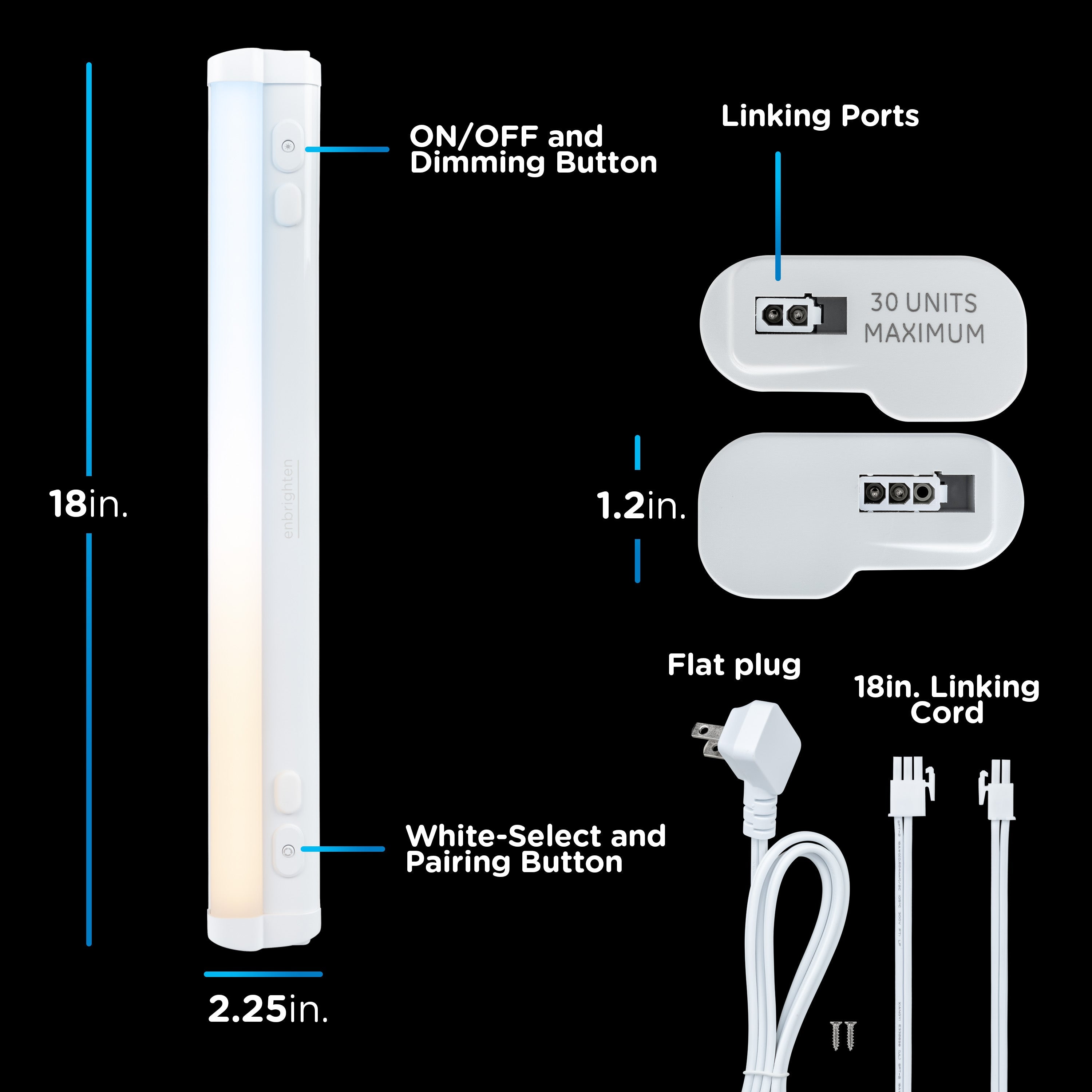 Enbrighten 18in. Plug-In Dimmable LED Light Bar, White