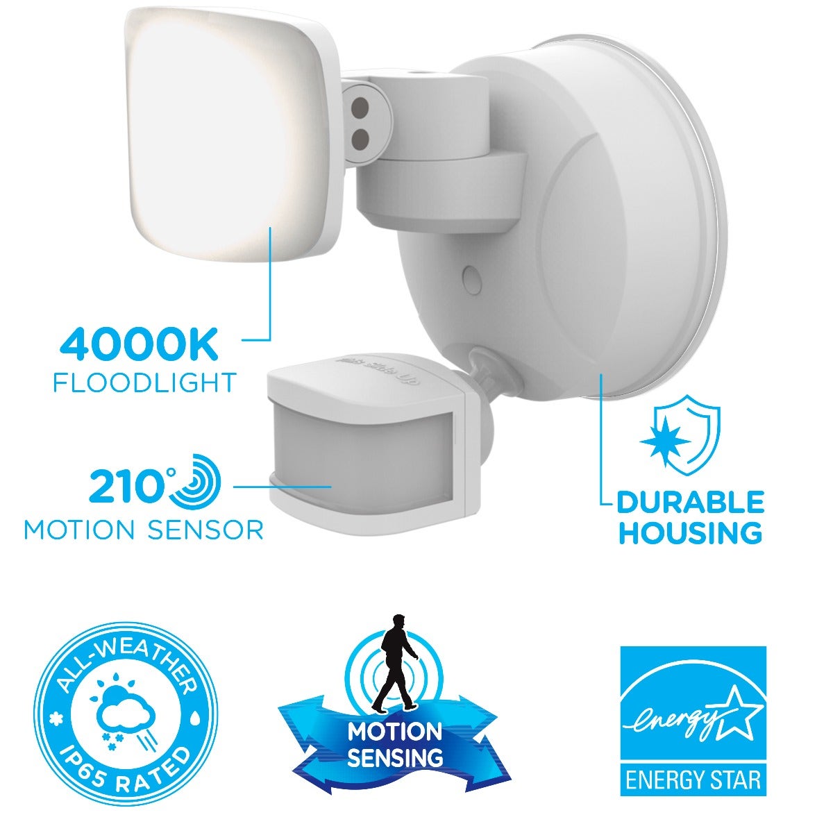 Enbrighten VIBE Outdoor Single-Head Motion-Sensing WiFi LED Security Light, White