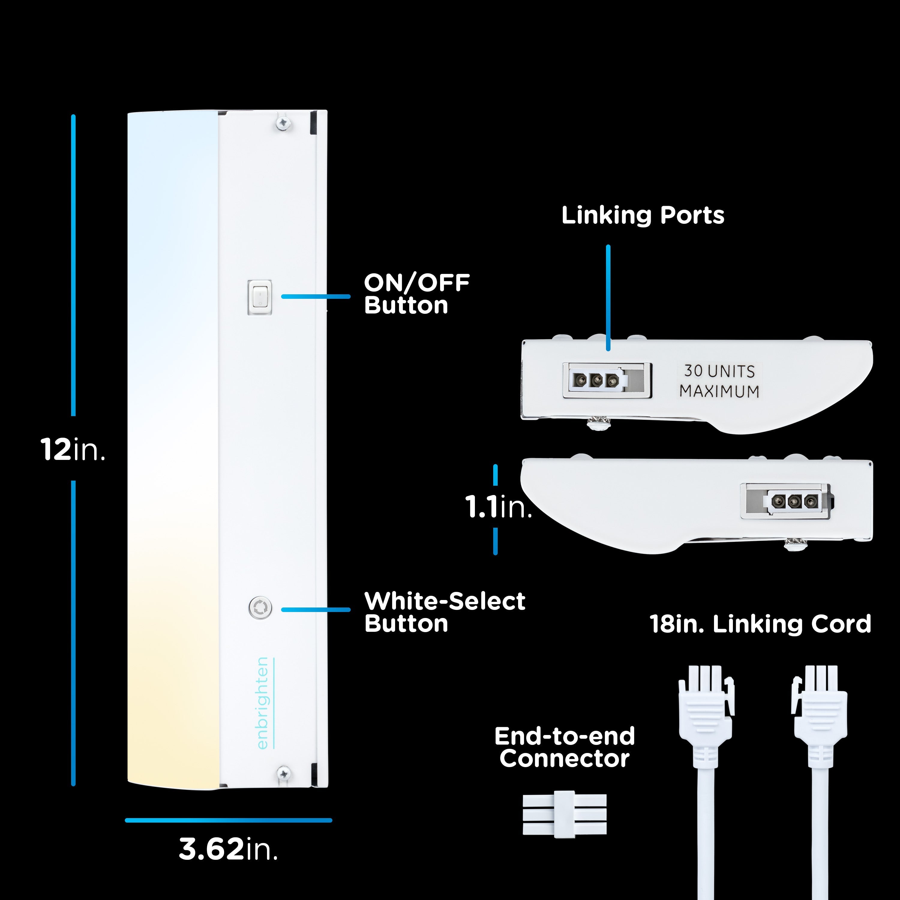 Enbrighten 12in. Hard Wire LED Light Bar, White