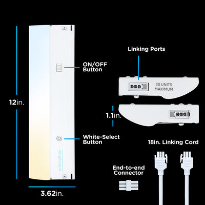 Enbrighten 12in. Direct Wire LED Light Bar, Tunable White