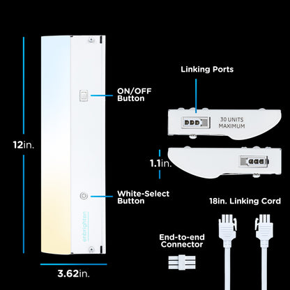 Enbrighten 12in. Hard Wire LED Light Bar, White