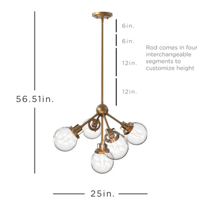 Enbrighten 5-Head Chandelier with LED Vintage Bulbs, Gold