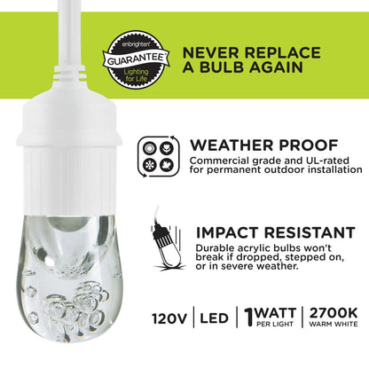Enbrighten Classic LED Cafe Lights, 12 Bulbs, 24ft. White Cord