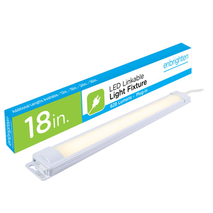 Enbrighten 18in. Plug-In LED Under Cabinet Light Fixture, White
