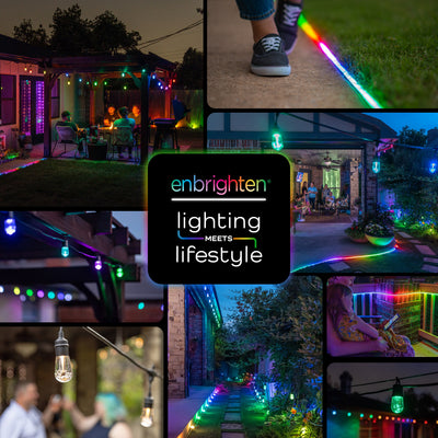 Enbrighten Ecoscapes Seasons Color-Changing LED Cafe Lights, 10 Bulbs, 20ft. Black Cord