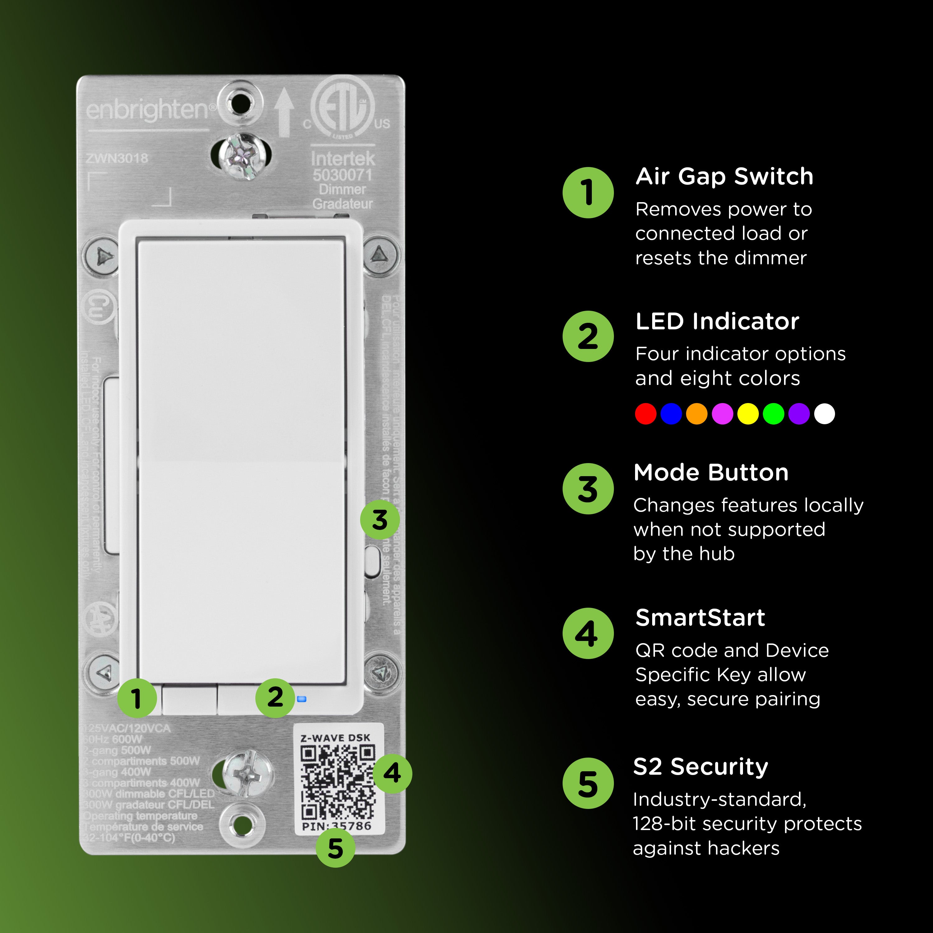 Enbrighten 800 Series Z-Wave Paddle Dimmer