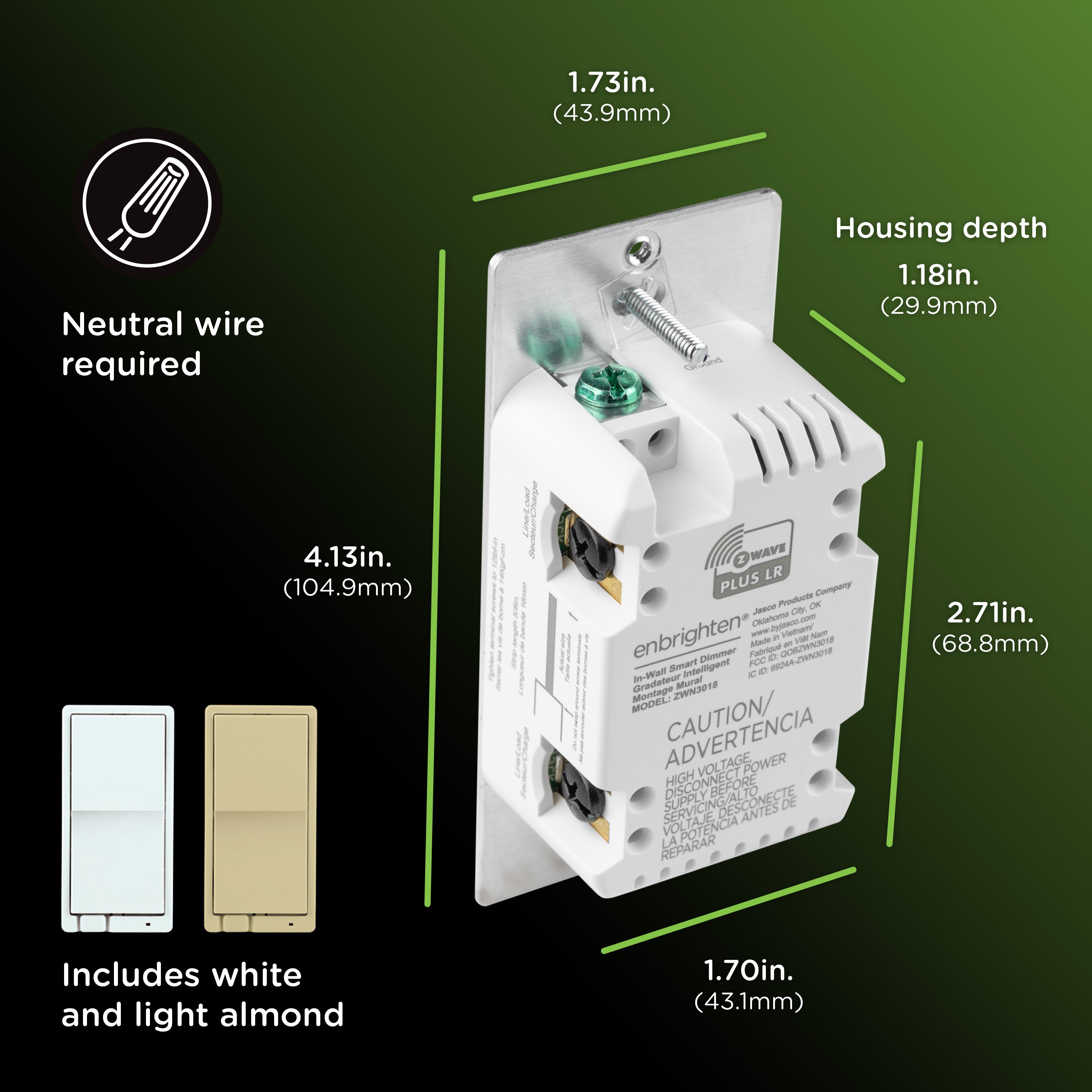 Enbrighten 800 Series Z-Wave Paddle Dimmer