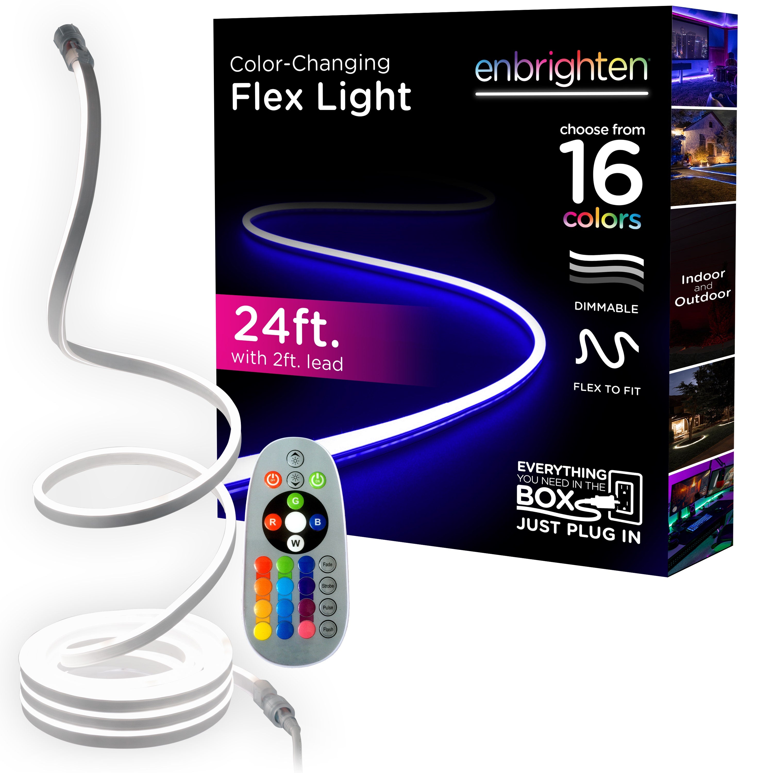 Enbrighten Indoor/Outdoor LED Flex Light, 24ft., Color Changing