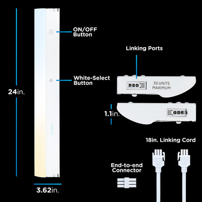 Enbrighten 24in. Hard Wire LED Light Bar, White