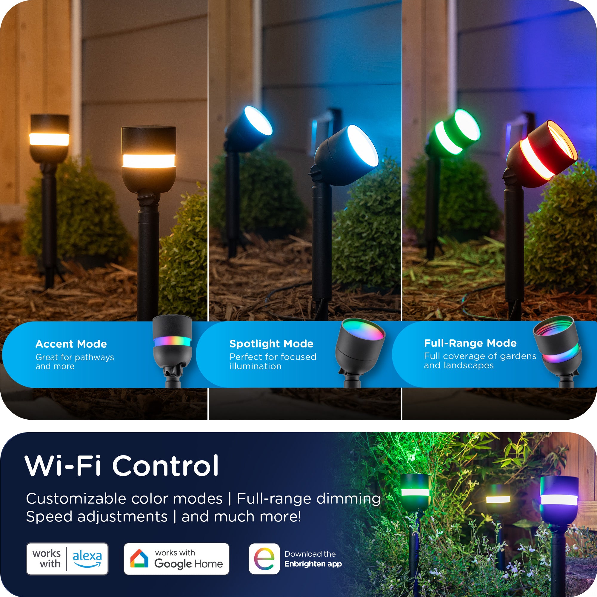 Enbrighten VIBE WiFi Color-Changing Eternity Landscape Path Lights, 4 Lights, 23ft.