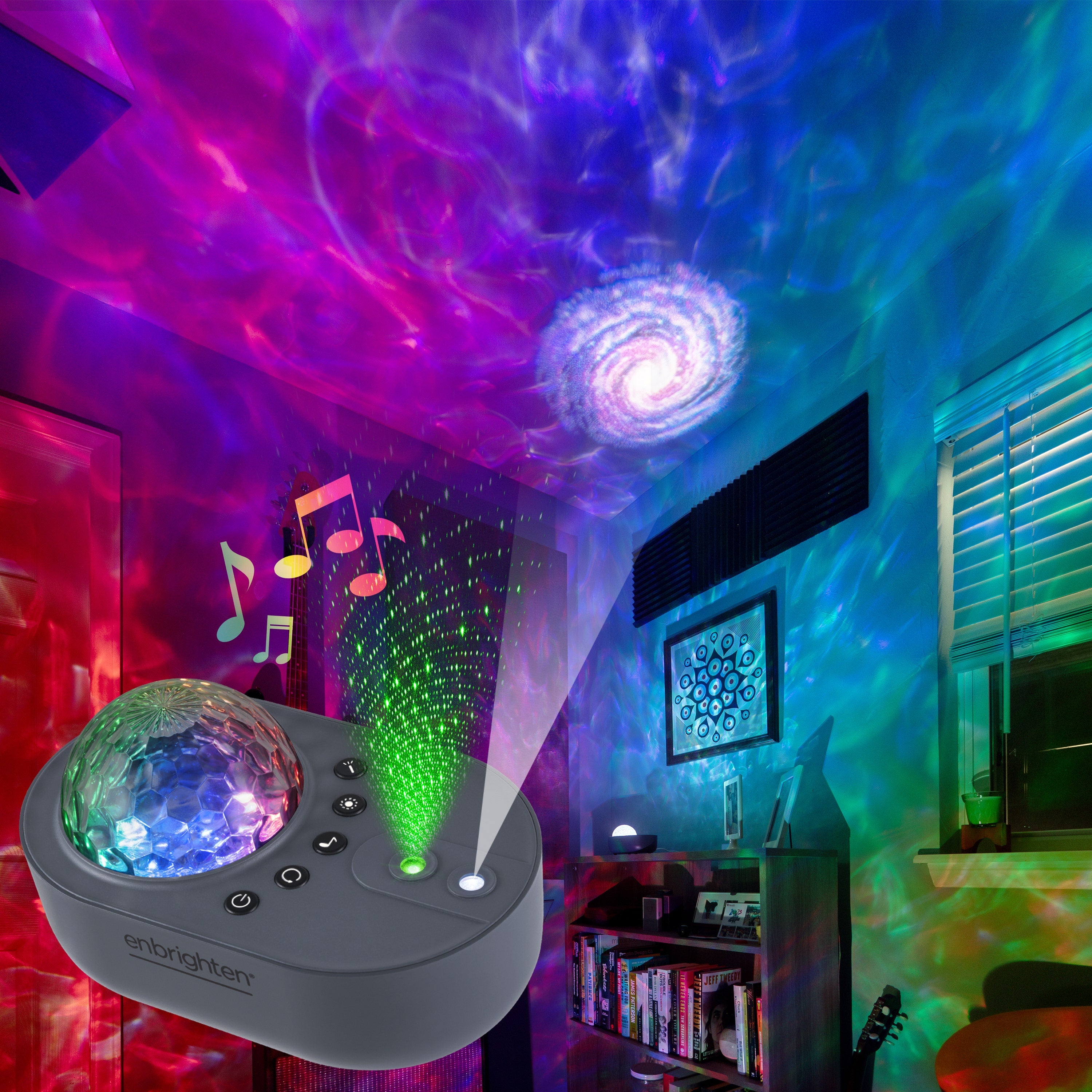 Enbrighten Galaxy Projector LED Tabletop Night Light with Sound Effects