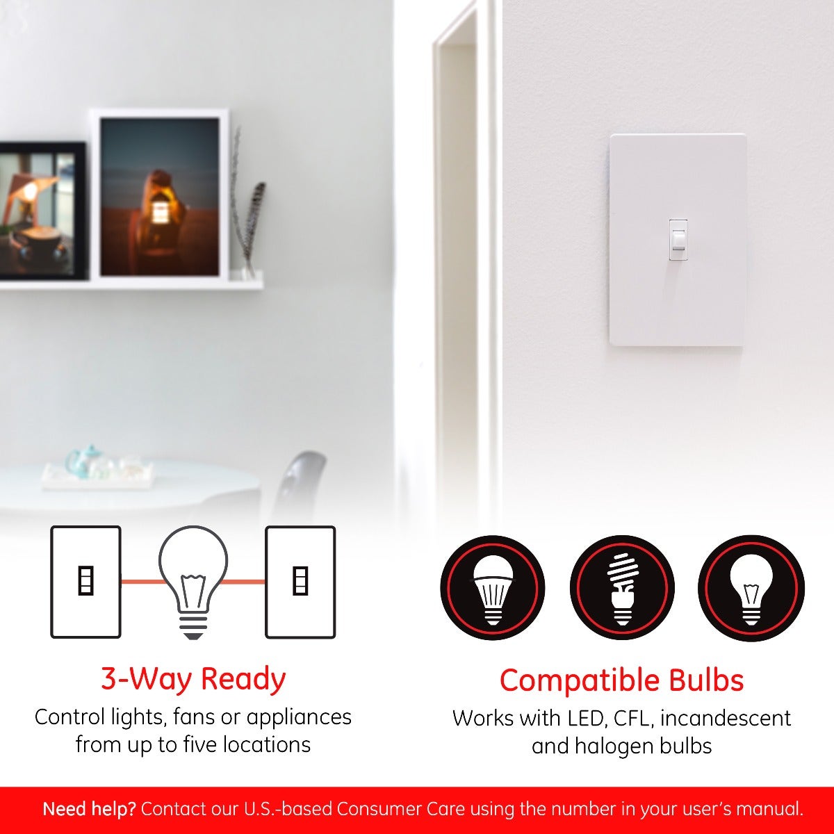 Enbrighten Zigbee In-Wall Smart Toggle Switch with QuickFit™ and SimpleWire™, White
