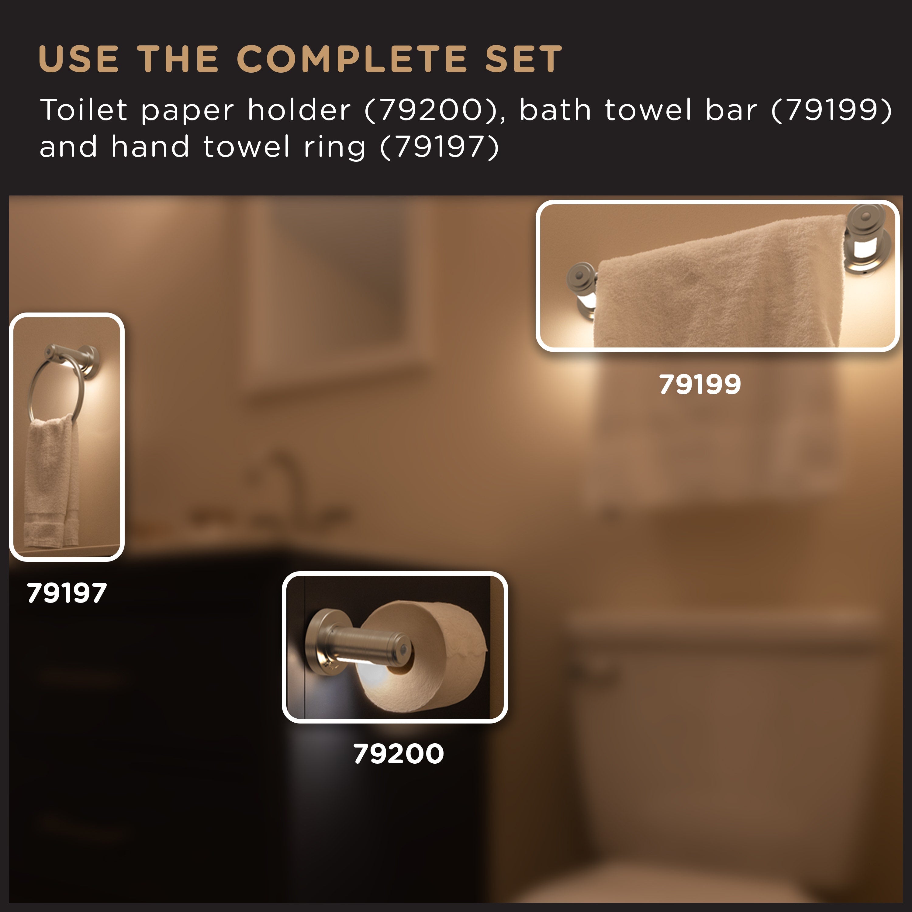 Enbrighten LED Motion Sensing Bathroom Lighting Bundle, Brushed Nickel