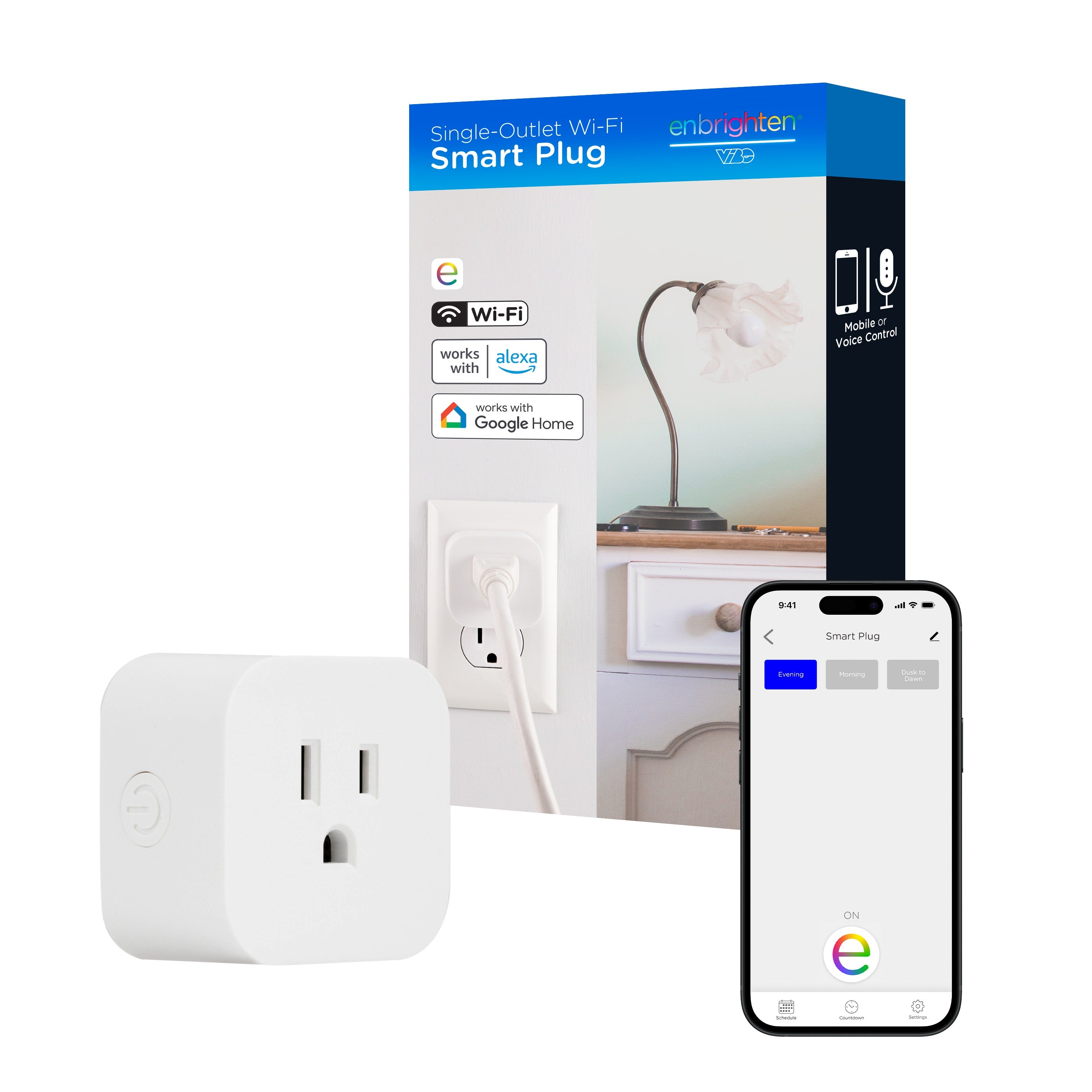 Enbrighten VIBE 1-Outlet WiFi Smart Plug, White