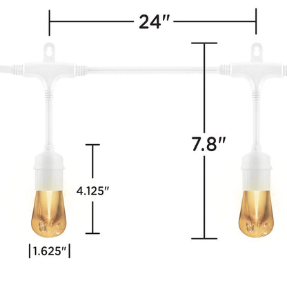 Enbrighten Vintage LED Cafe Lights, 24 Bulbs, 48ft. White Cord