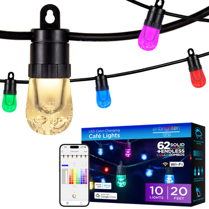 Enbrighten Smart Wi-Fi LED Café Lights, 10 Bulbs, 20ft.