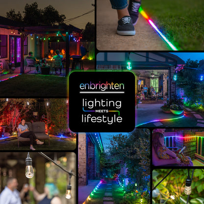 Enbrighten Seasons Color-Changing Classic LED Cafe Lights, 10 Bulbs, 20ft. Black Cord