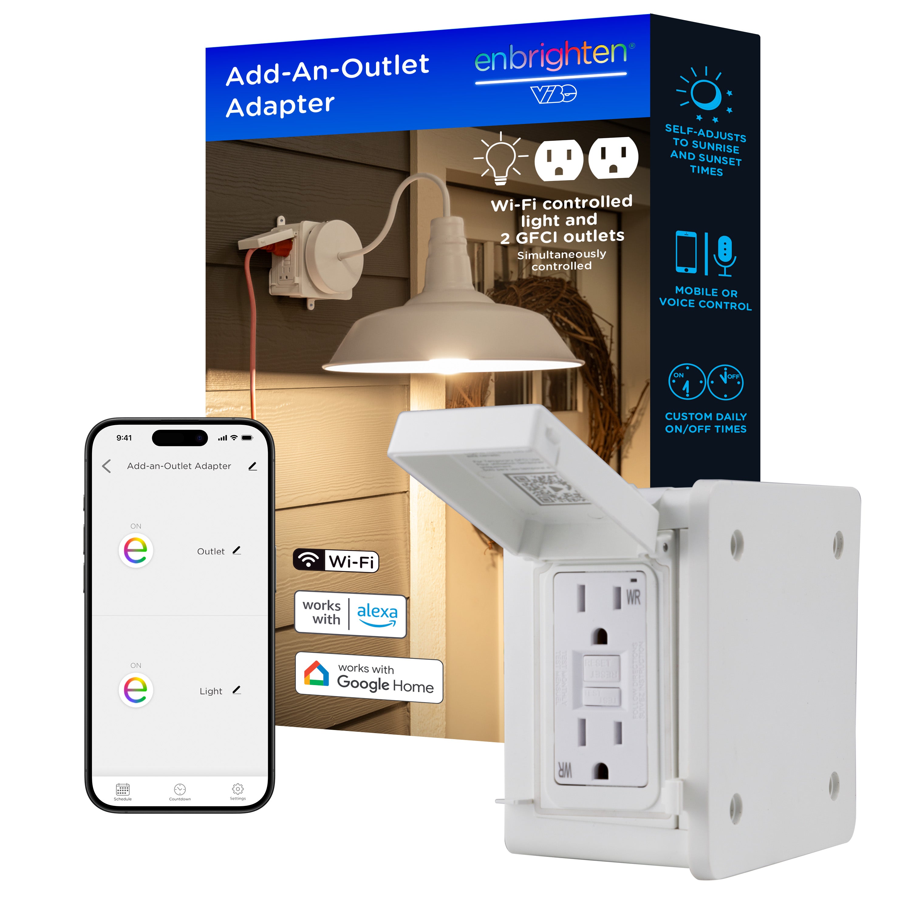 Enbrighten VIBE WiFi Add-An-Outlet Smart Adapter, White