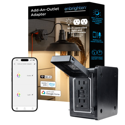 Enbrighten VIBE WiFi Add-An-Outlet Smart Adapter, Black