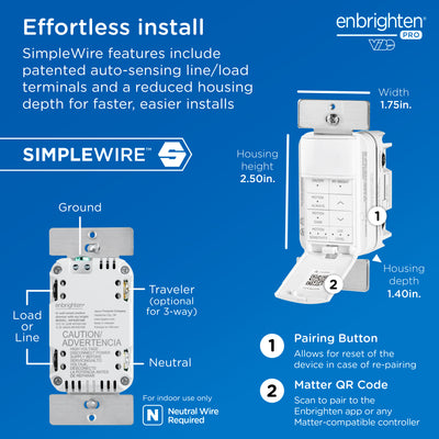 Enbrighten Pro Smart Dimmer Light Switch, Matter, Door, Motion, MyBright
