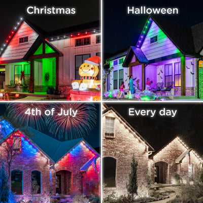Enbrighten VIBE WiFi Color-Changing Permanent Outdoor Eternity Eave Lights, 108 Lights, 150ft. White