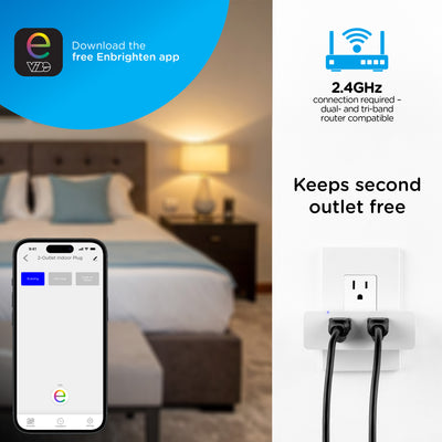 Enbrighten Vibe Indoor Dual-Outlet Wi‑Fi Matter Smart Plug