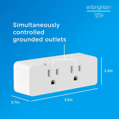 Enbrighten Vibe Indoor Dual-Outlet Wi‑Fi Matter Smart Plug