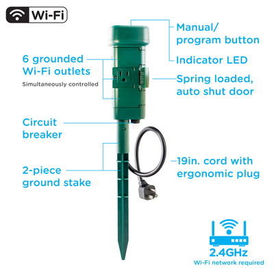 Enbrighten Vibe Wi‑Fi Matter Smart Plug Yard Stake