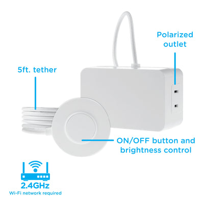 Enbrighten Indoor Smart Plug, 1 Polarized Outlet, Override with 5ft Lead