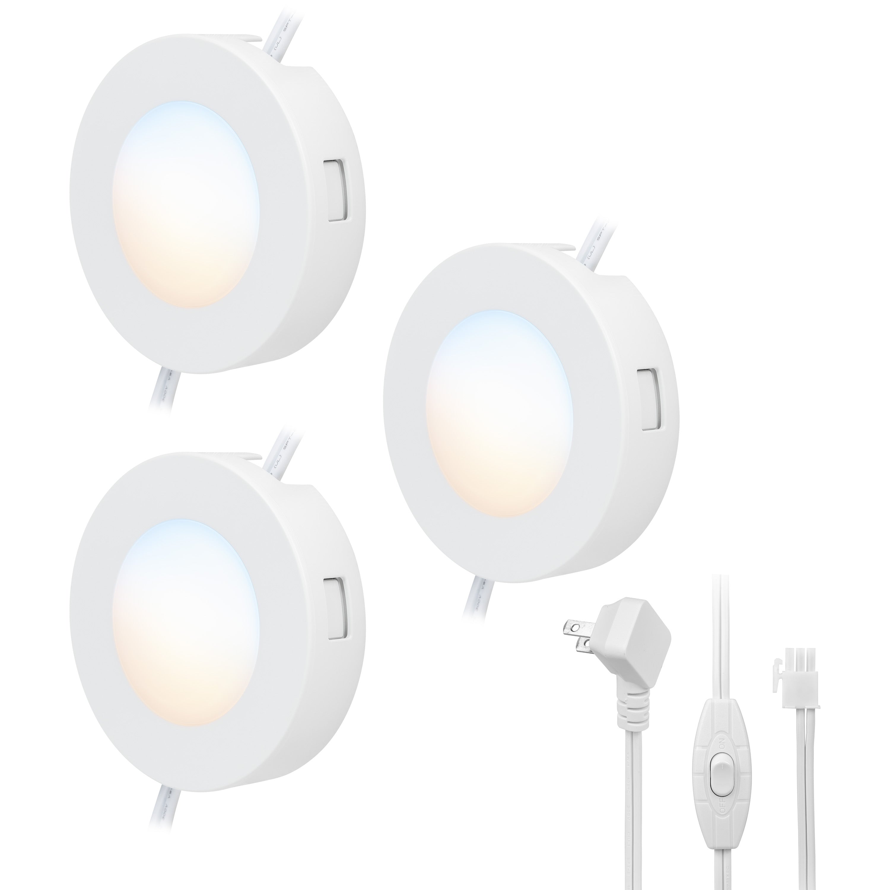 Enbrighten Color Changing Cabinet Puck Lights Plug-In, White