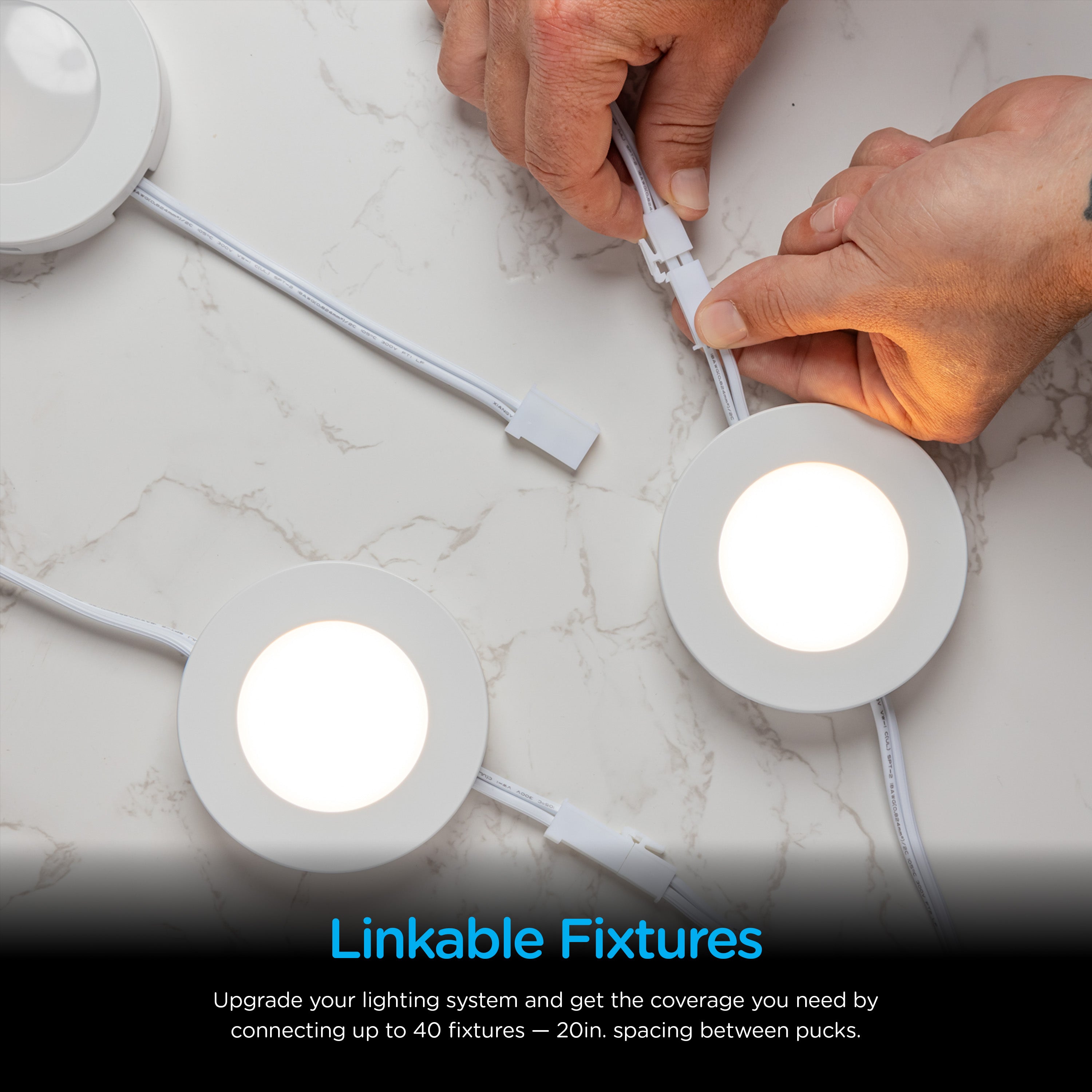 Enbrighten Color Changing Cabinet Puck Lights Plug-In, White