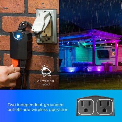 Enbrighten Vibe Outdoor Dual‑Outlet Wi‑Fi Matter Smart Plug